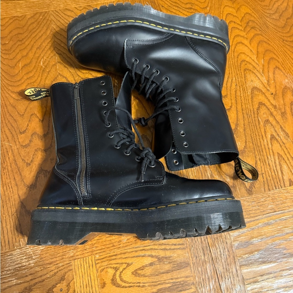 Dr. Martens Jadon Boot Smooth Leather Platforms Black Wmn's 12 Men's 11 Grunge - Picture 8 of 14